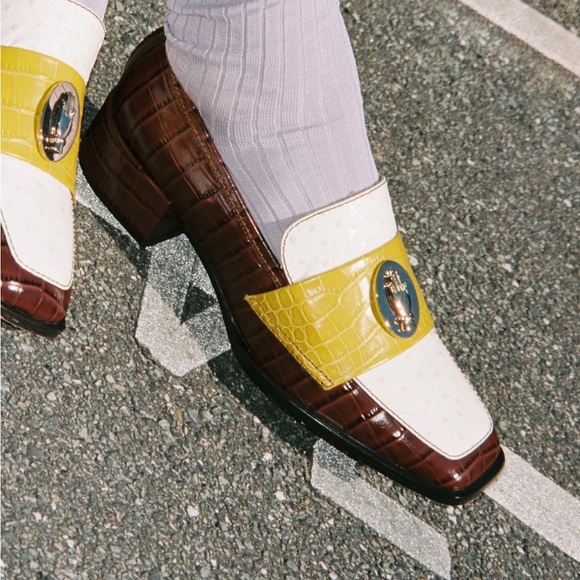 New NIB NOMASEI NONO loafers tricolor embossed ostrich chocolate 39/9 celebloved - Picture 4 of 16